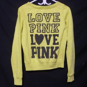 PINK, VICTORIA'S SECRET, xs, extra small, graphic yellow sweatshirt, EUC